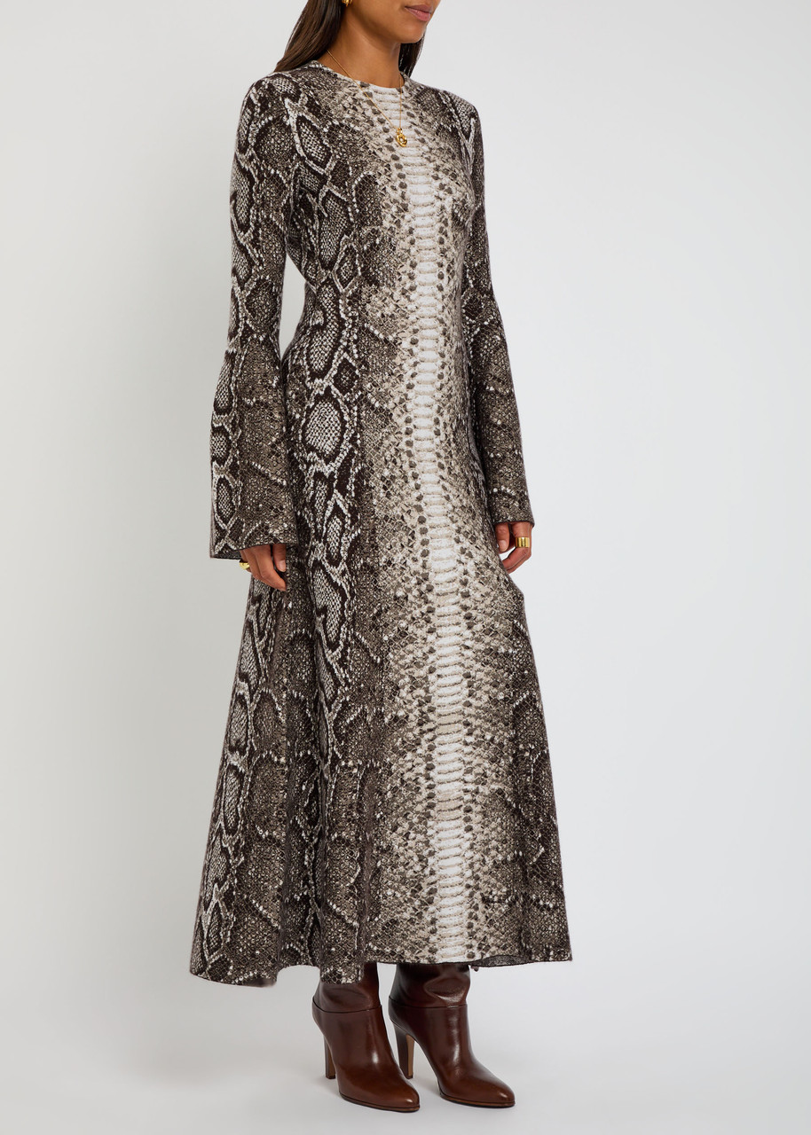 Gabriela Hearst Aalia Knit Maxi Dress In Greyscale Cashmere Silk In Multi