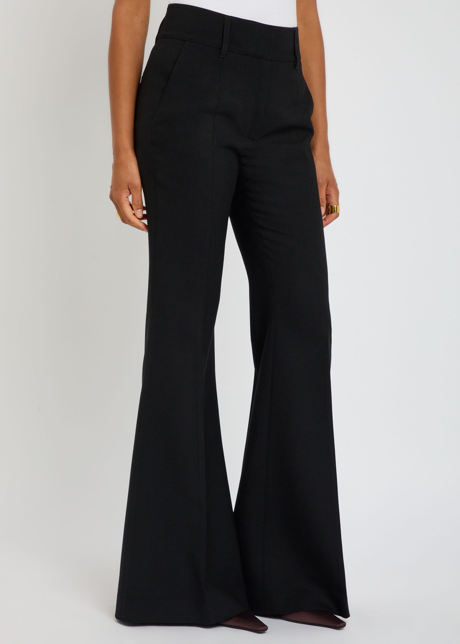 Gabriela Hearst Rhein Flared-leg Wool Trousers In Black