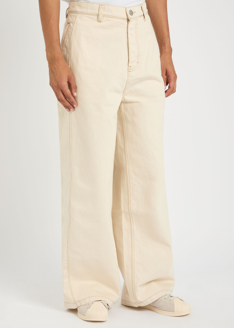 Ami Alexandre Mattiussi Ami Paris Jean Wide Fit Avec Bandes Laterales In White