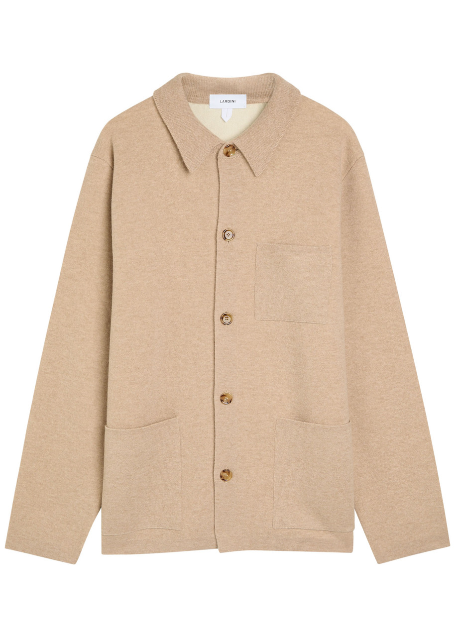 Lardini Melange Wool Overshirt In Neutral