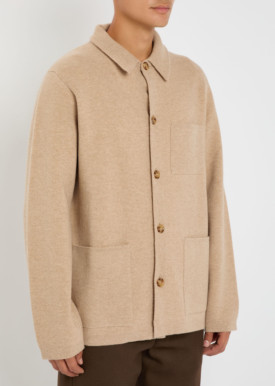 Lardini Melange Wool Overshirt In Neutral