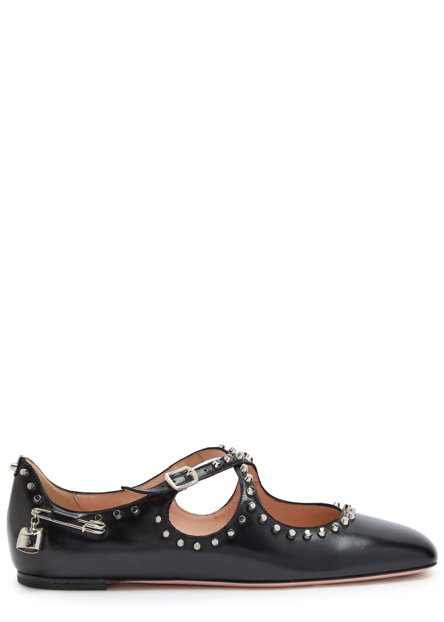 Bally Beliska Studded Leather Ballet Flats In Blue
