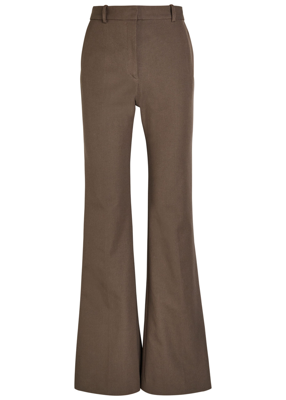 Joseph Tafira Flared-leg Stretch-twill Trousers In Brown