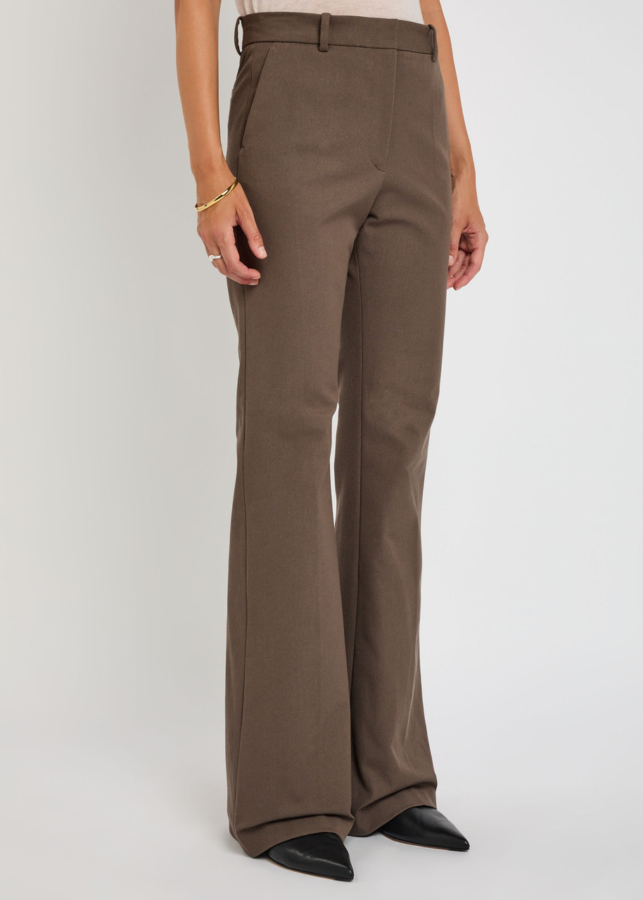 Joseph Tafira Flared-leg Stretch-twill Trousers In Brown