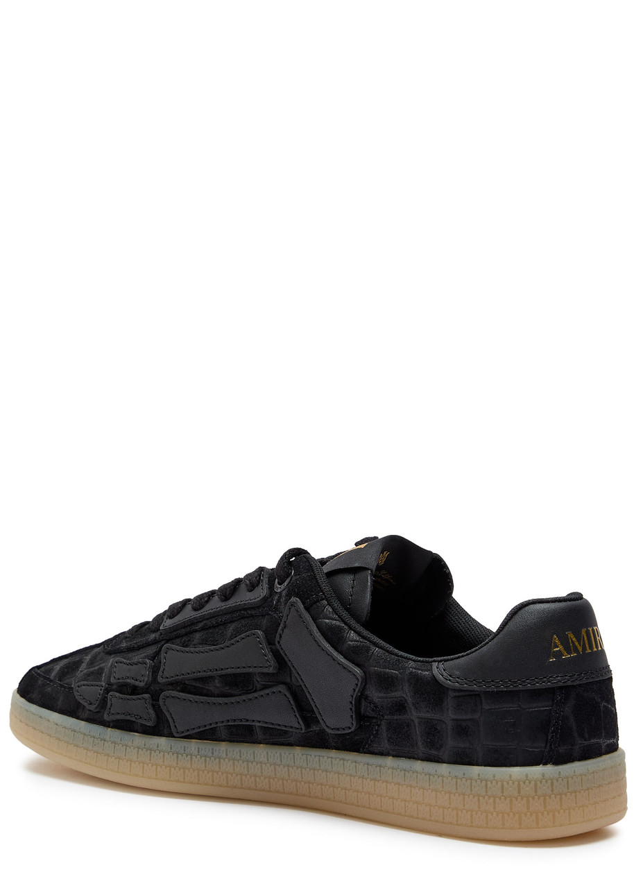 Amiri Pacific Bones Crocodile-effect Suede Sneakers In Black