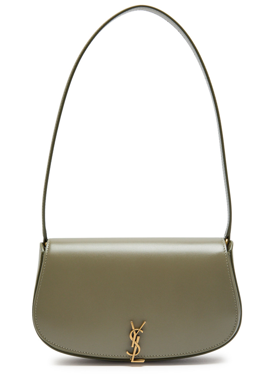 Saint Laurent Demi Lune Leather Shoulder Bag In Green