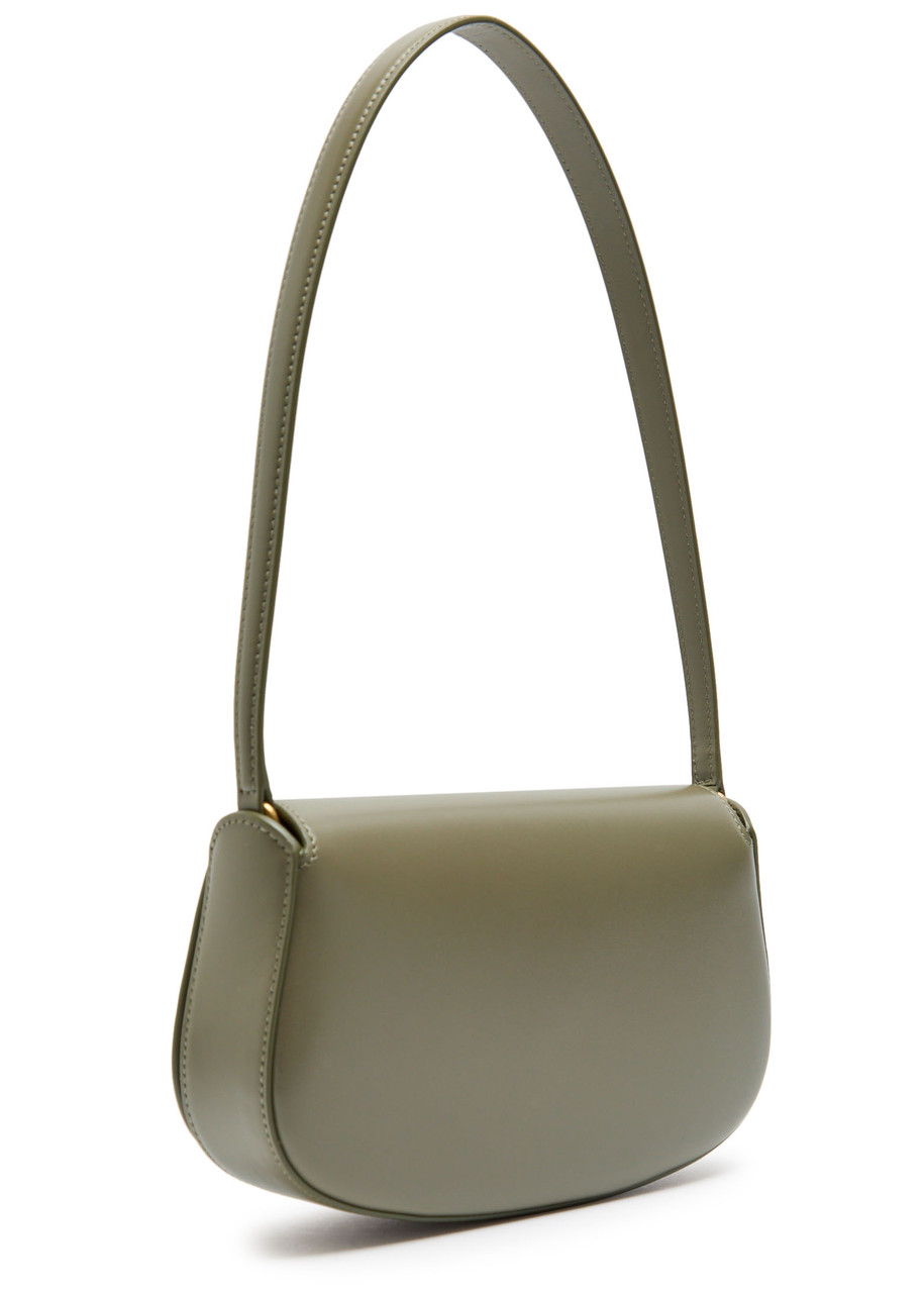 Saint Laurent Demi Lune Leather Shoulder Bag In Green