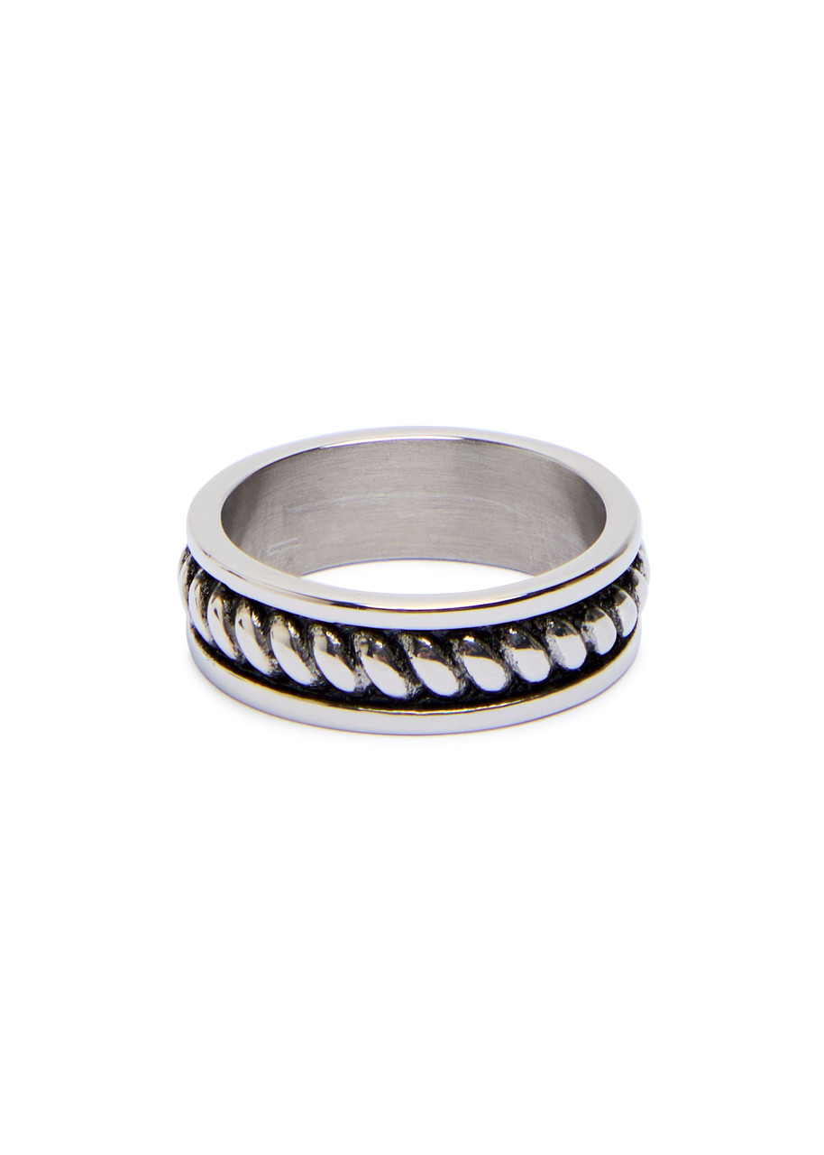 Craftd Rope Rhodium-plated Ring In Silver