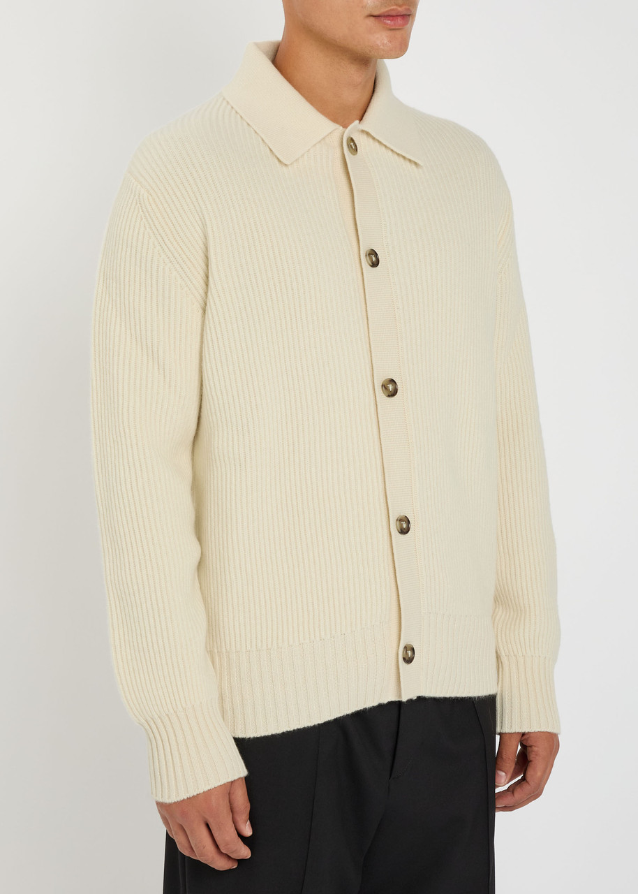 Tod's Tods Ribbed Wool-blend Cardigan In White