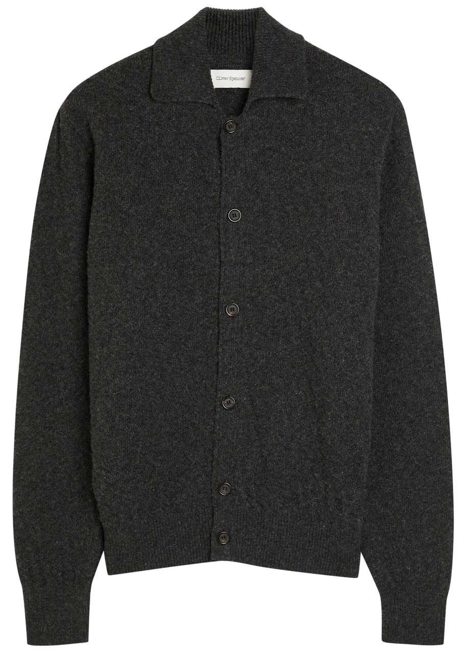 Oliver Spencer Britten Textured-knit Wool Cardigan In Gray