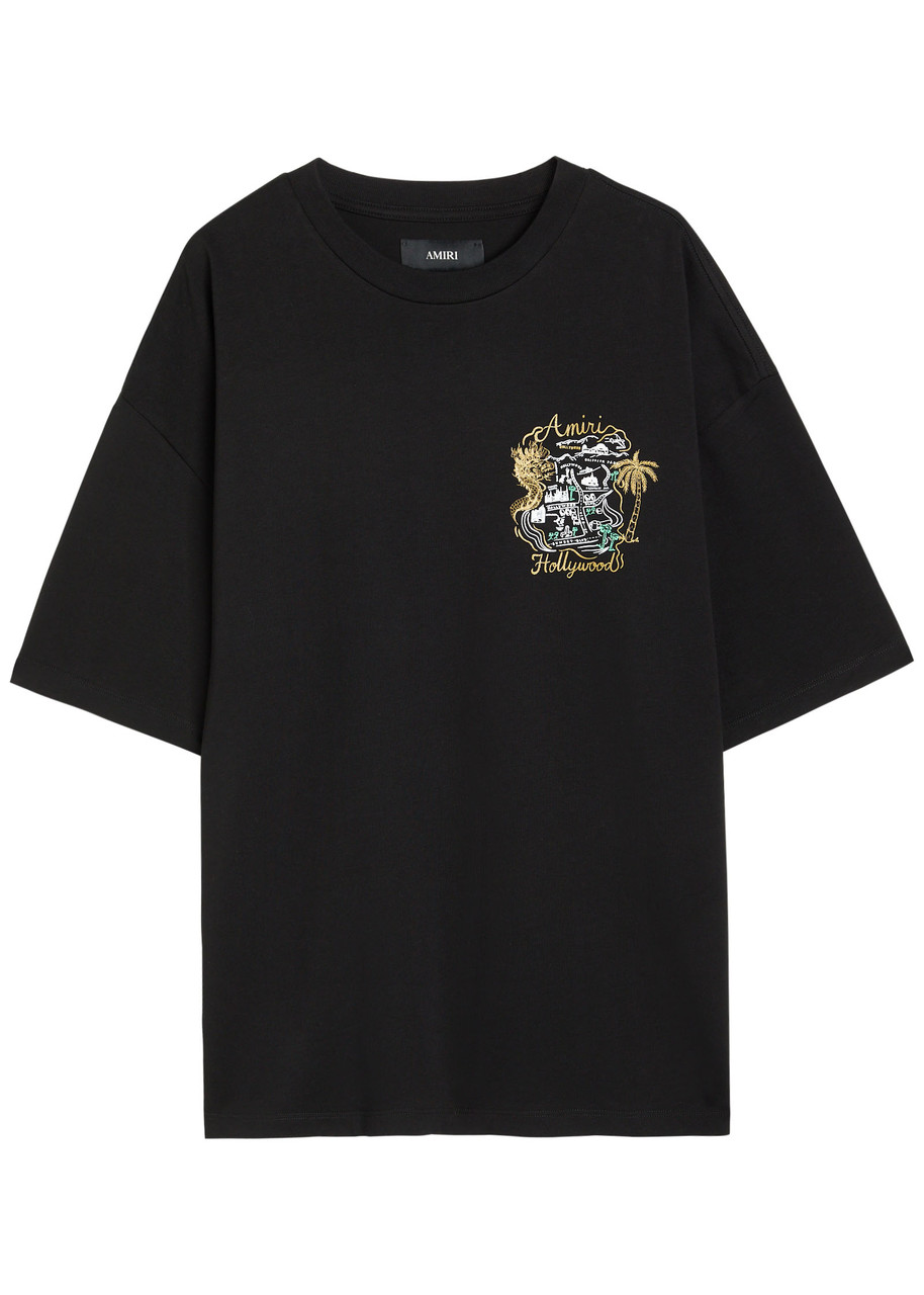 Amiri Mens Black Hollywood Oversized Cotton-jersey T-shirt Xl In Black