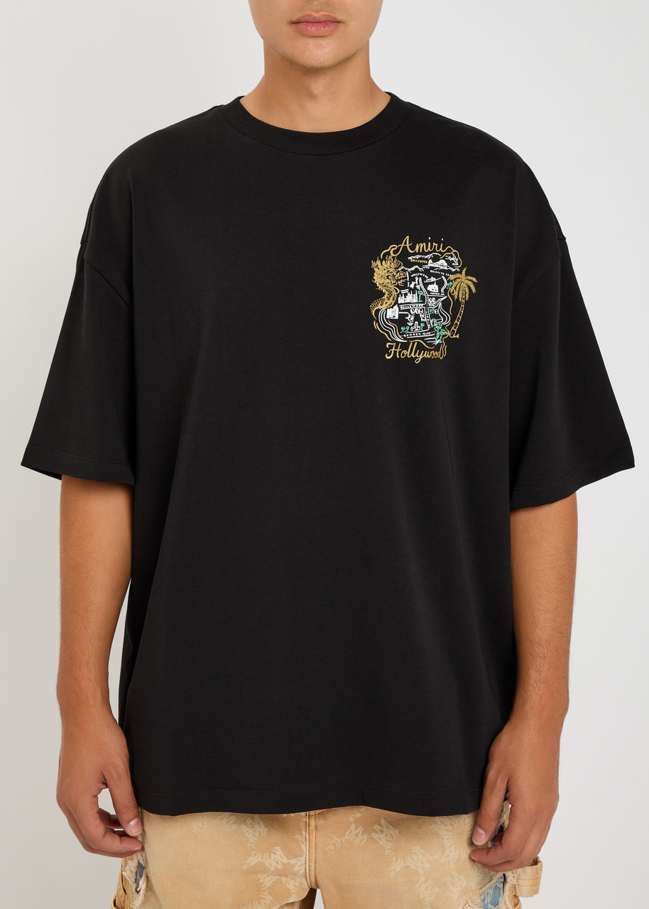 Amiri Mens Black Hollywood Oversized Cotton-jersey T-shirt Xl In Black