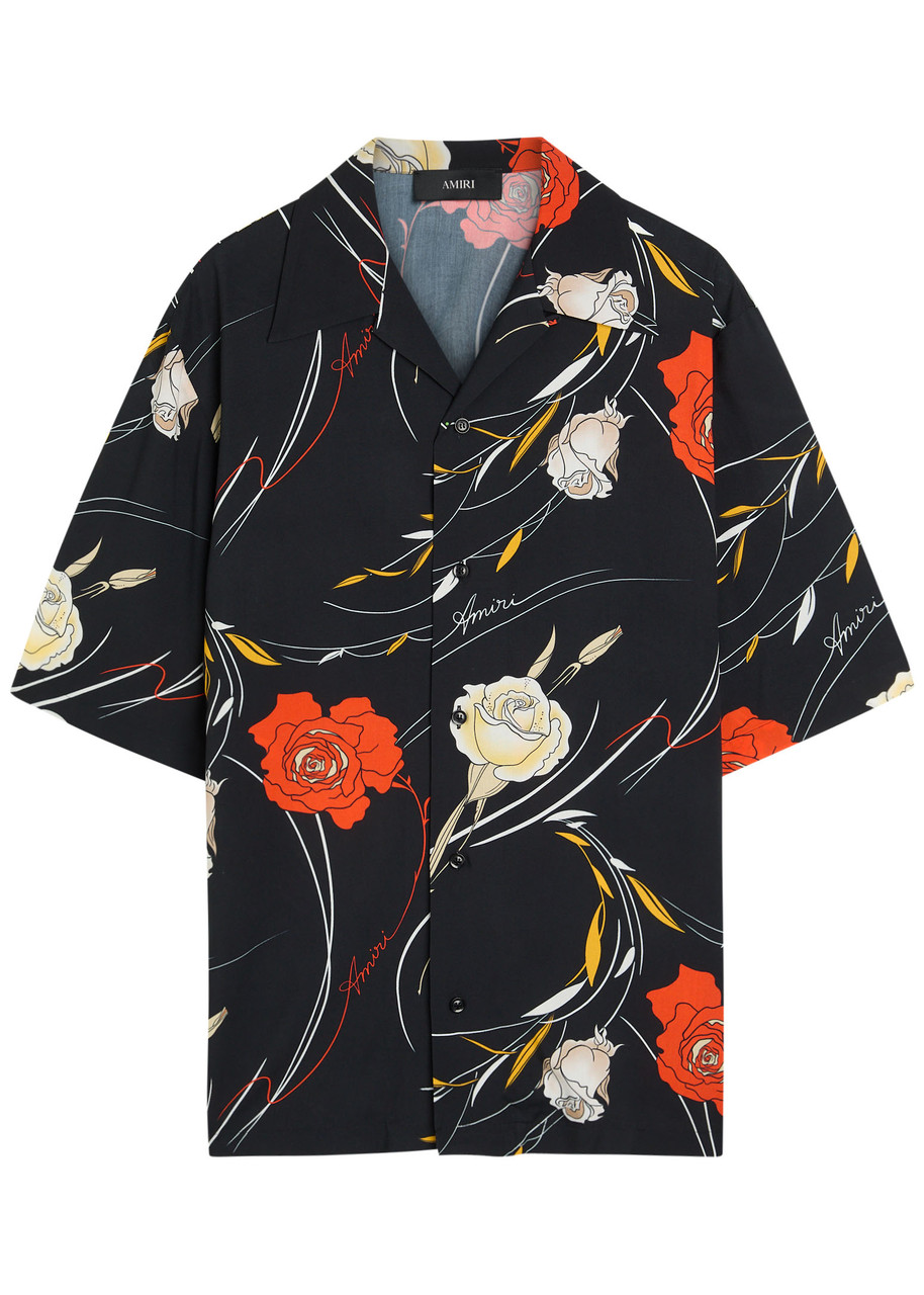 Amiri Floral Camp Printed Woven Shirt – Black – S Amiri Floral Camp Printed Woven Shirt – Black – S