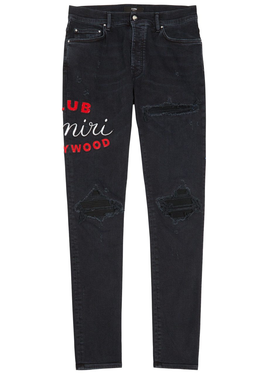 Amiri Casual Trousers With Five Pockets And Embroidery In Black
