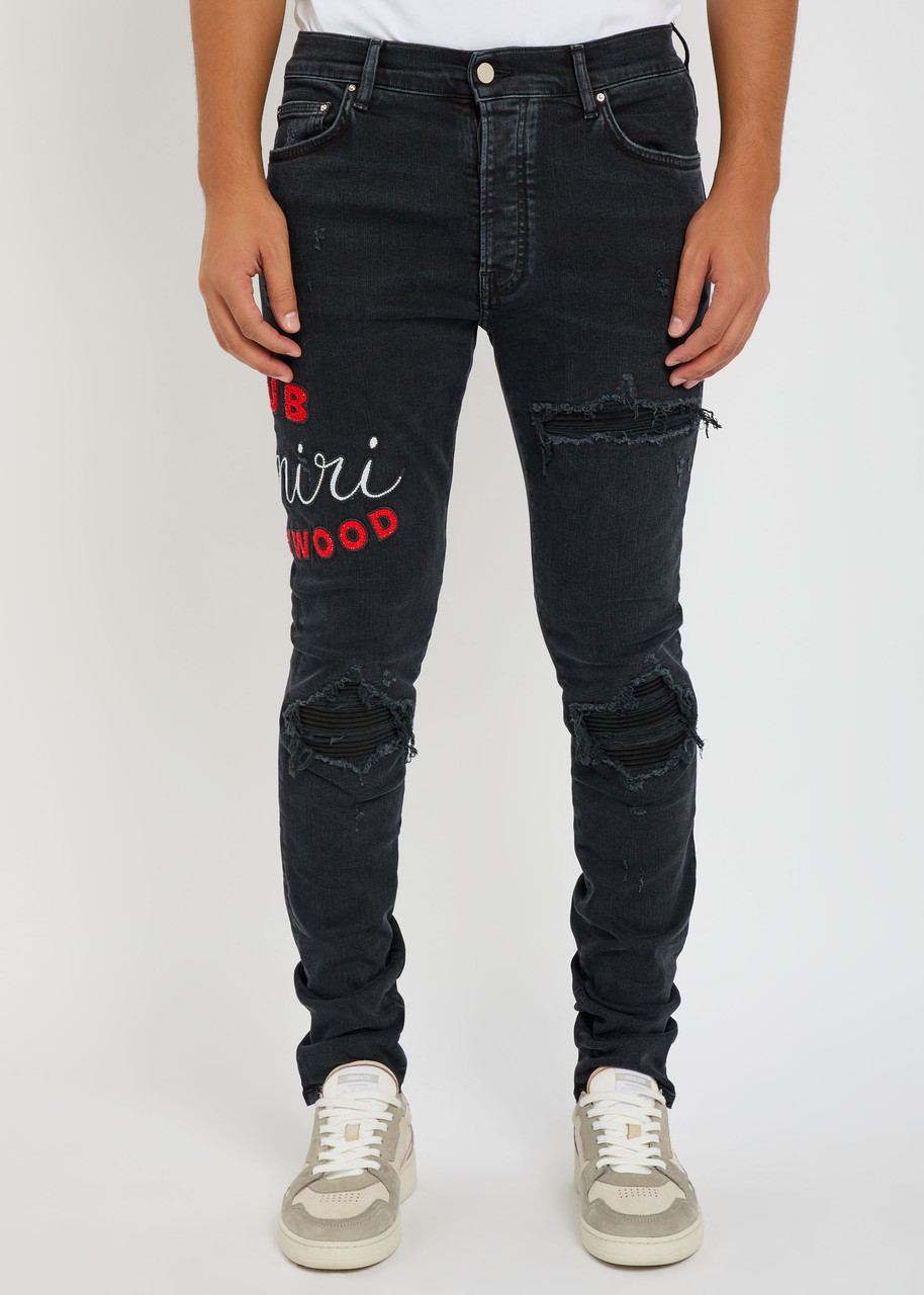 Amiri Casual Trousers With Five Pockets And Embroidery In Black