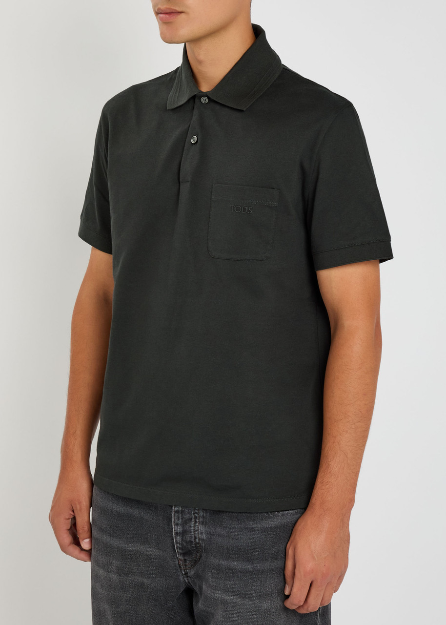 Tod's Tods Logo-embroidered Cotton Polo Shirt In Black