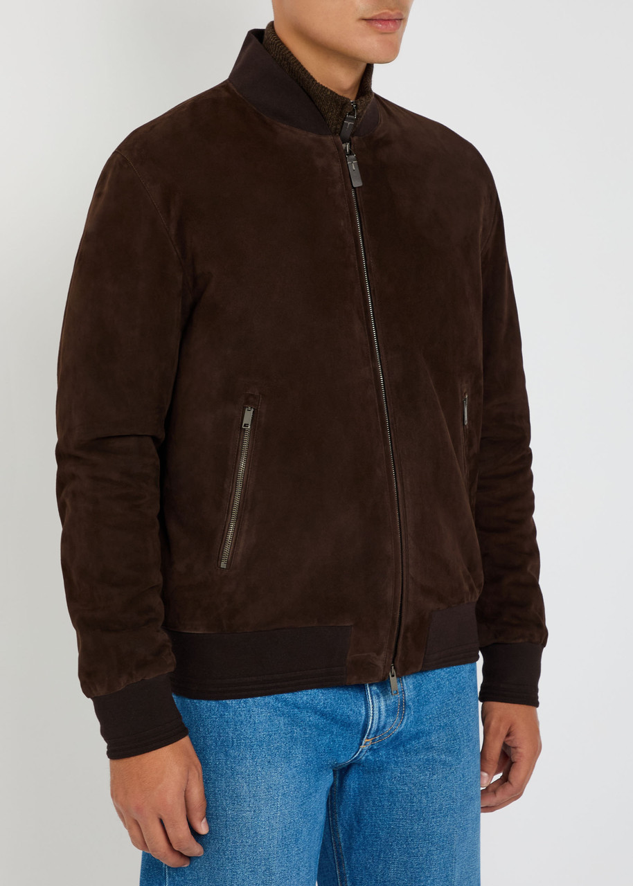 Tod's Tods Suede Bomber Jacket In Brown