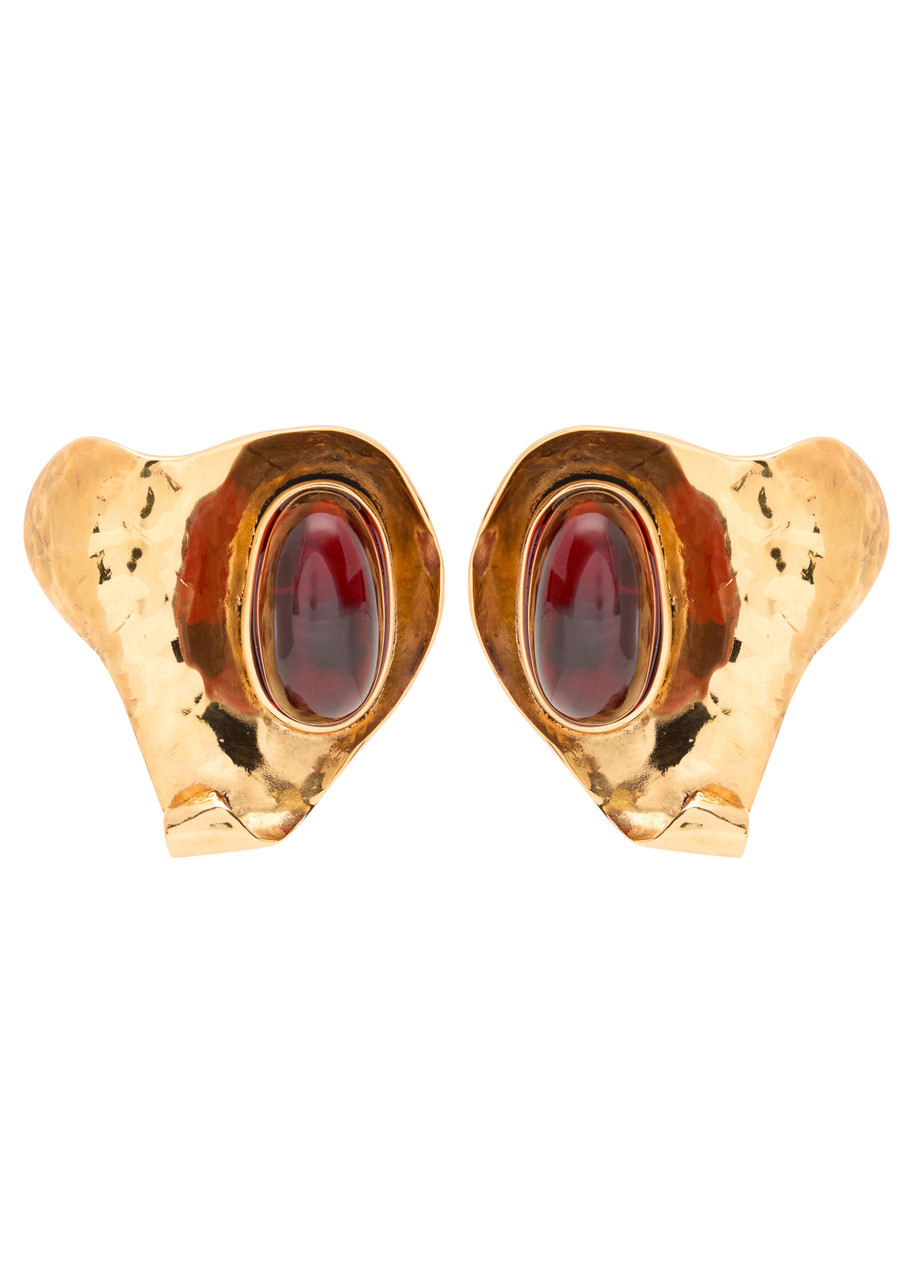 Saint Laurent Petal Sculpted Clip-on Drop Earrings In Gold