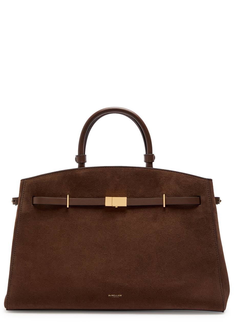 Demellier The Hudson Suede Top Handle Bag In Brown
