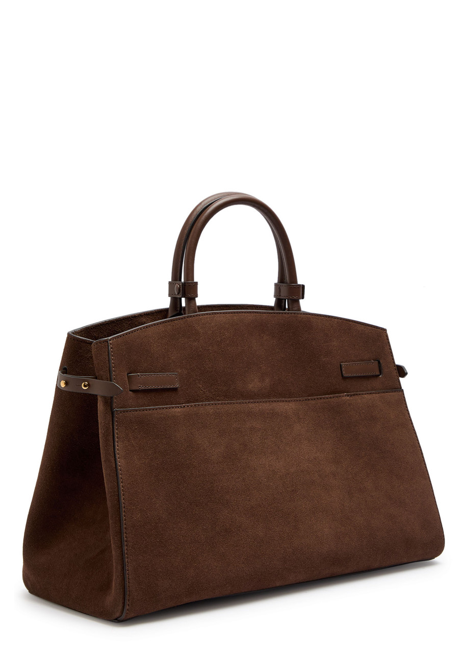 Demellier The Hudson Suede Top Handle Bag In Brown