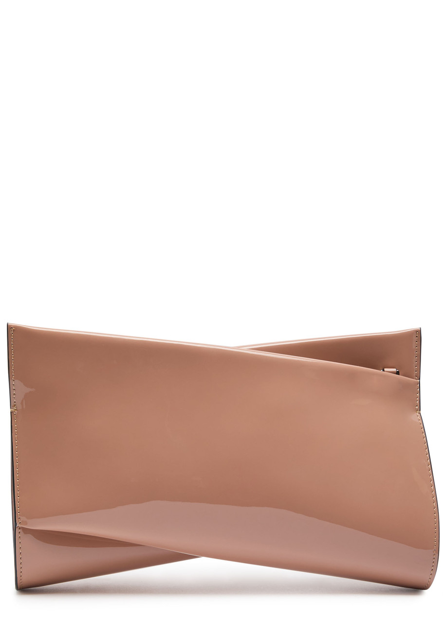 Christian Louboutin Loubitwist Patent Leather Clutch - Beige - One Size