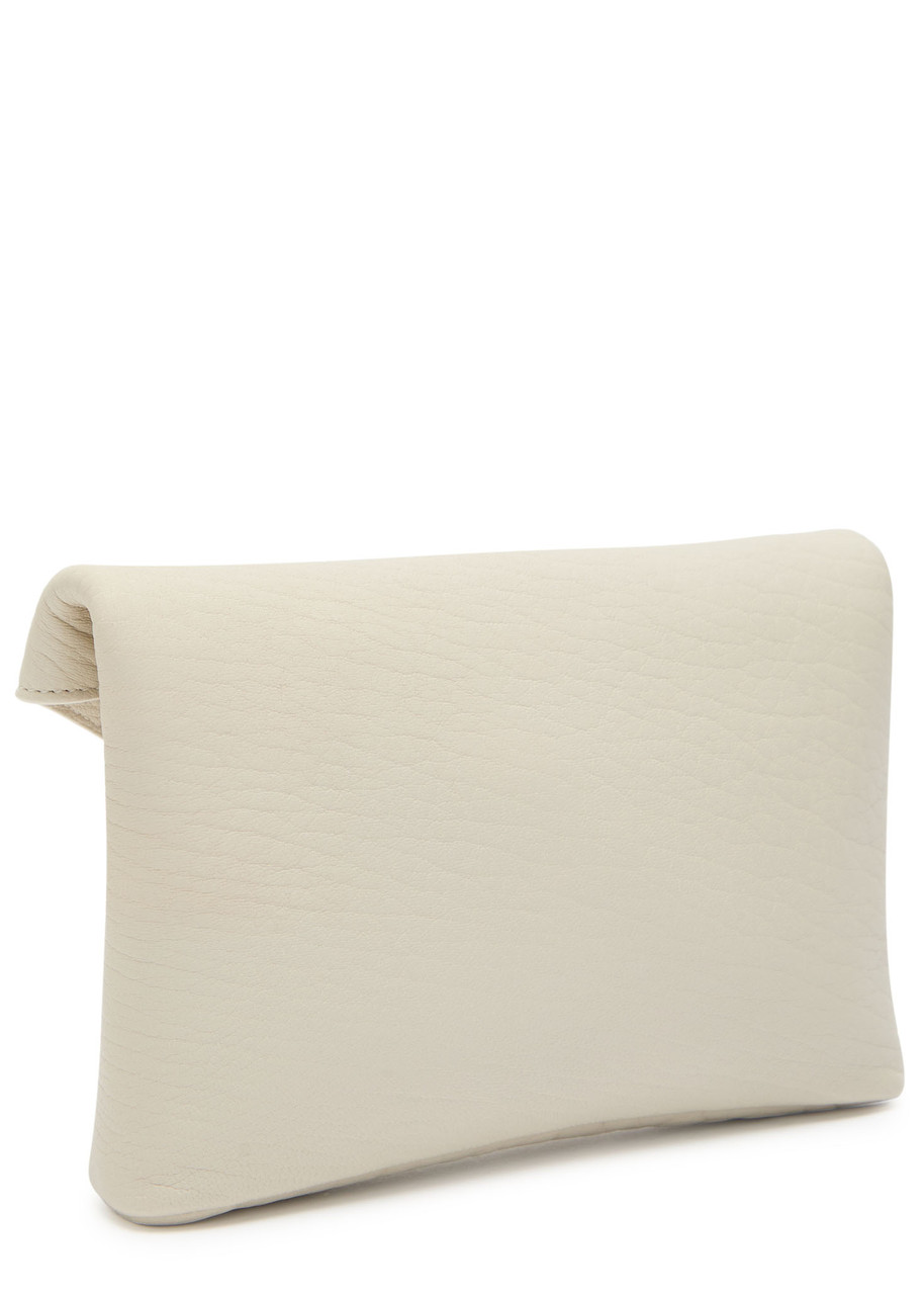 Saint Laurent Cassandre Pebbled Leather Clutch In White