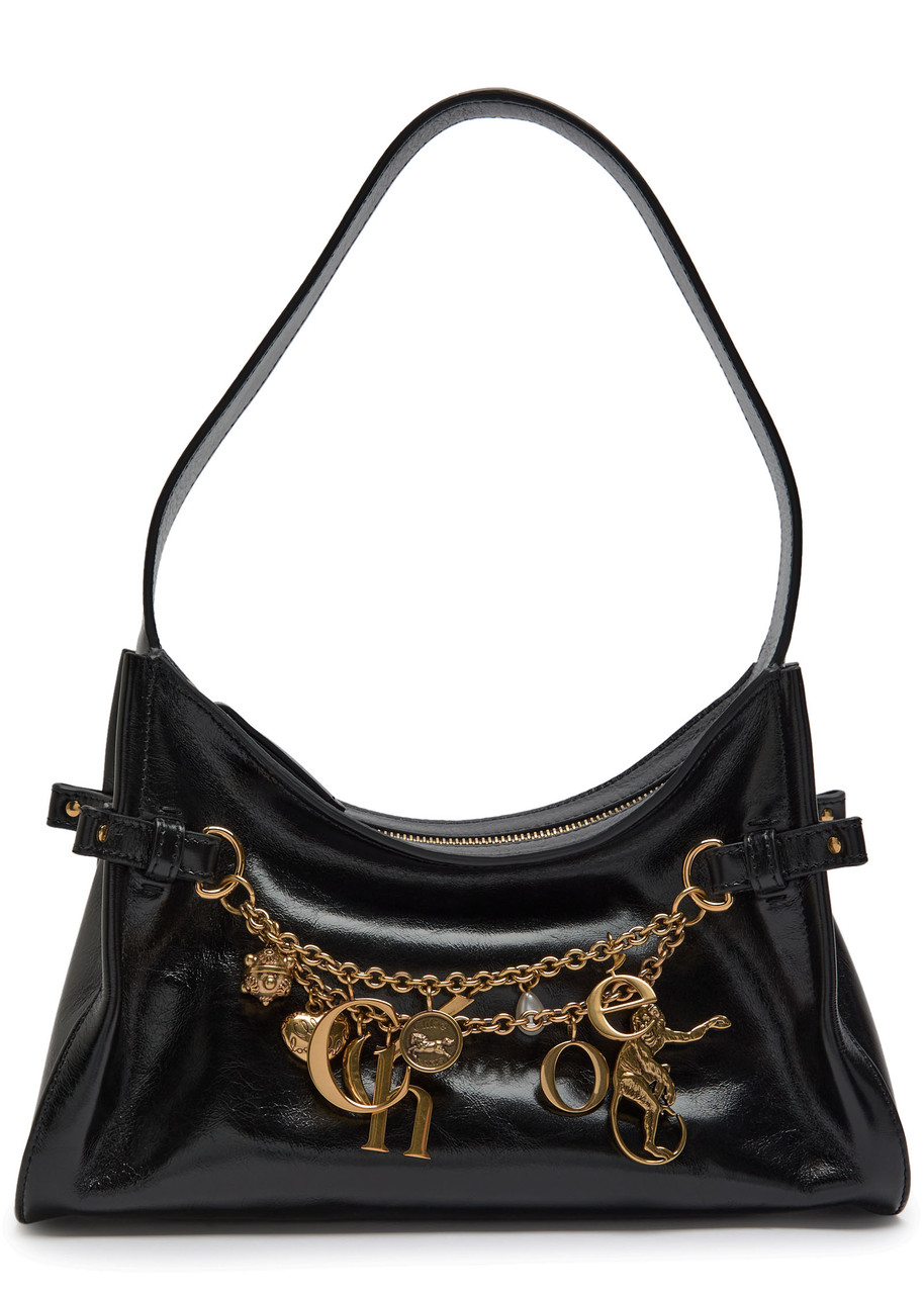 Chloé Leather Shoulder Bag Adorned With Charms In Black