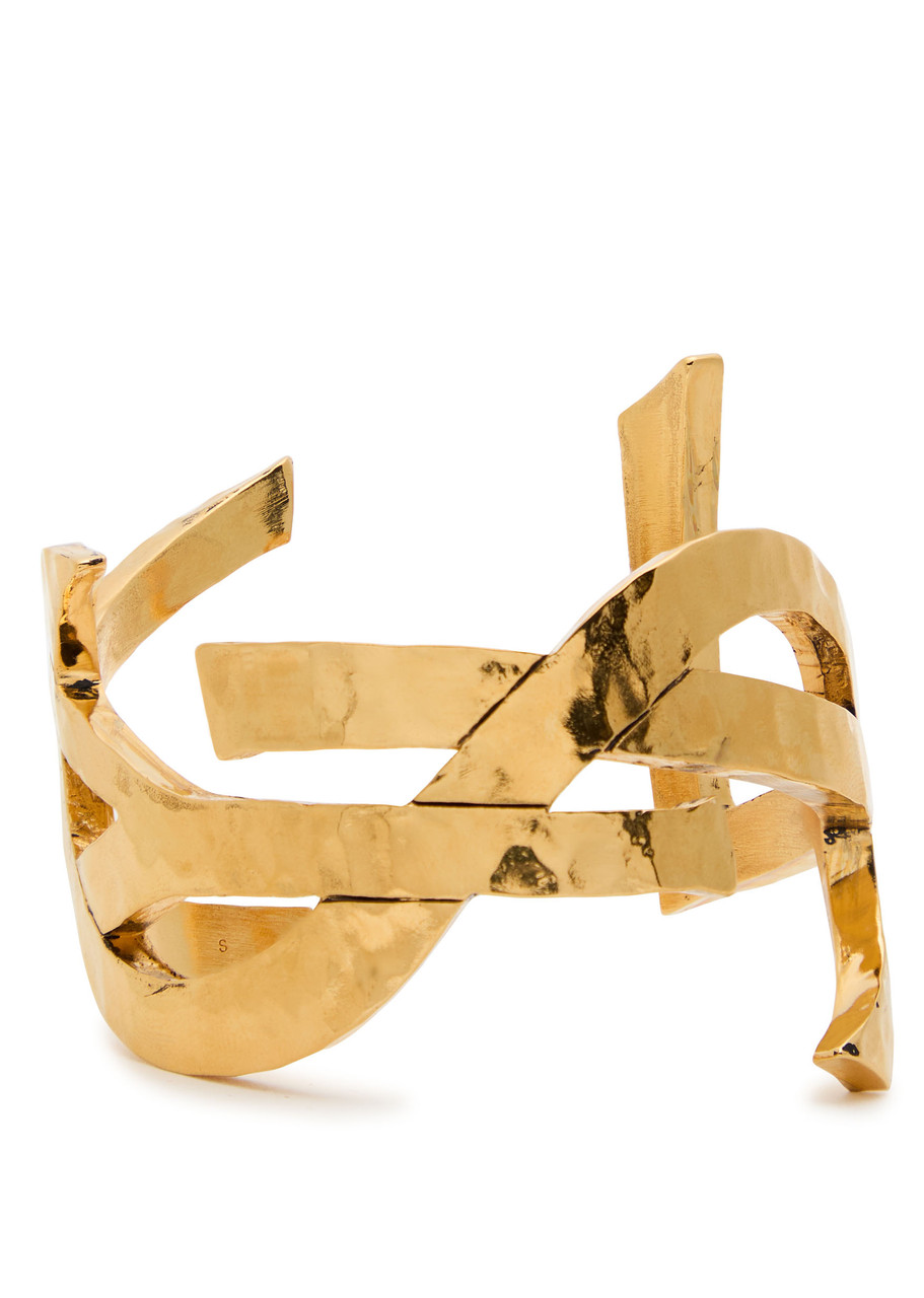 Saint Laurent Cassandre Cuff Bracelet In Gold
