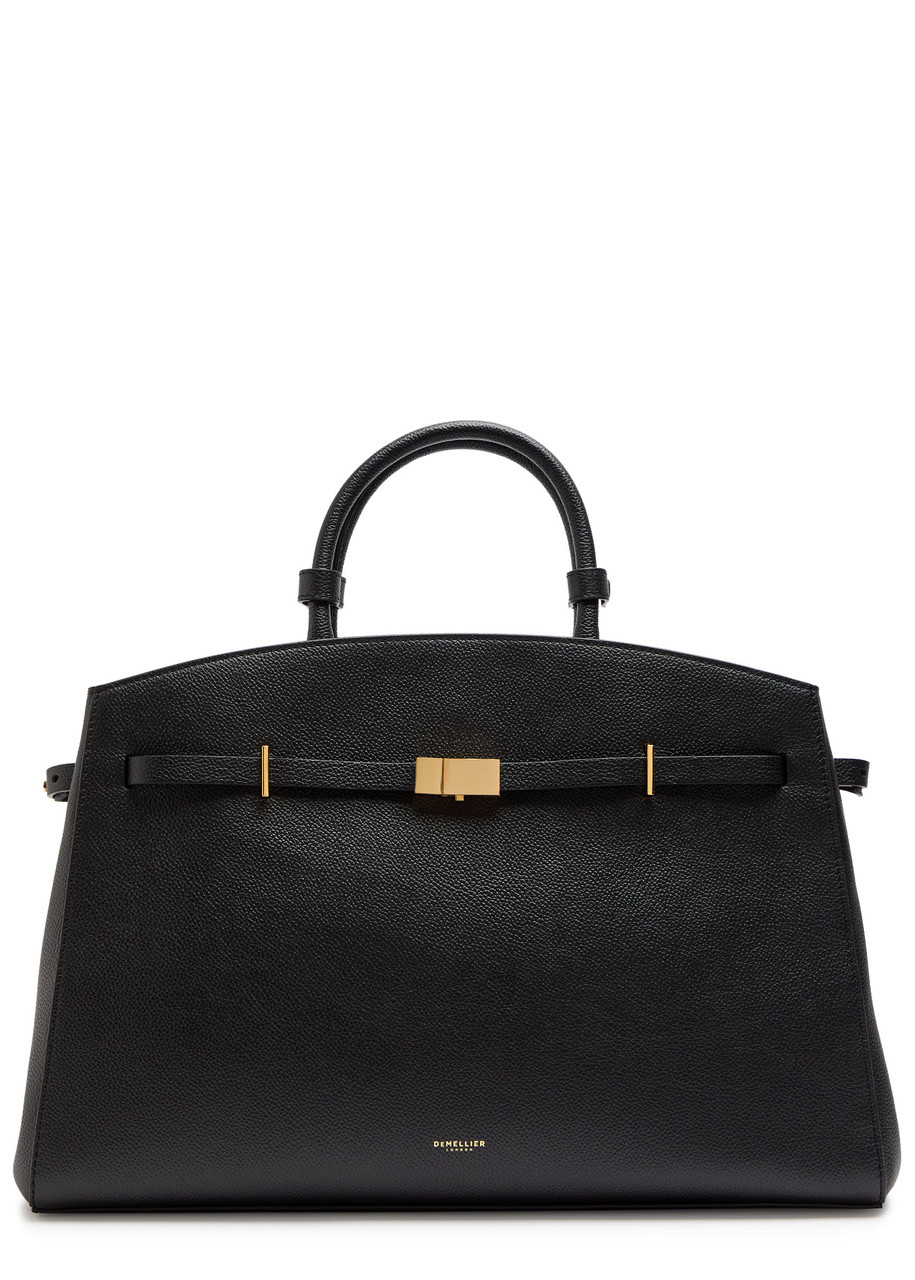Demellier The Hudson Grained Leather Top Handle Bag In Black