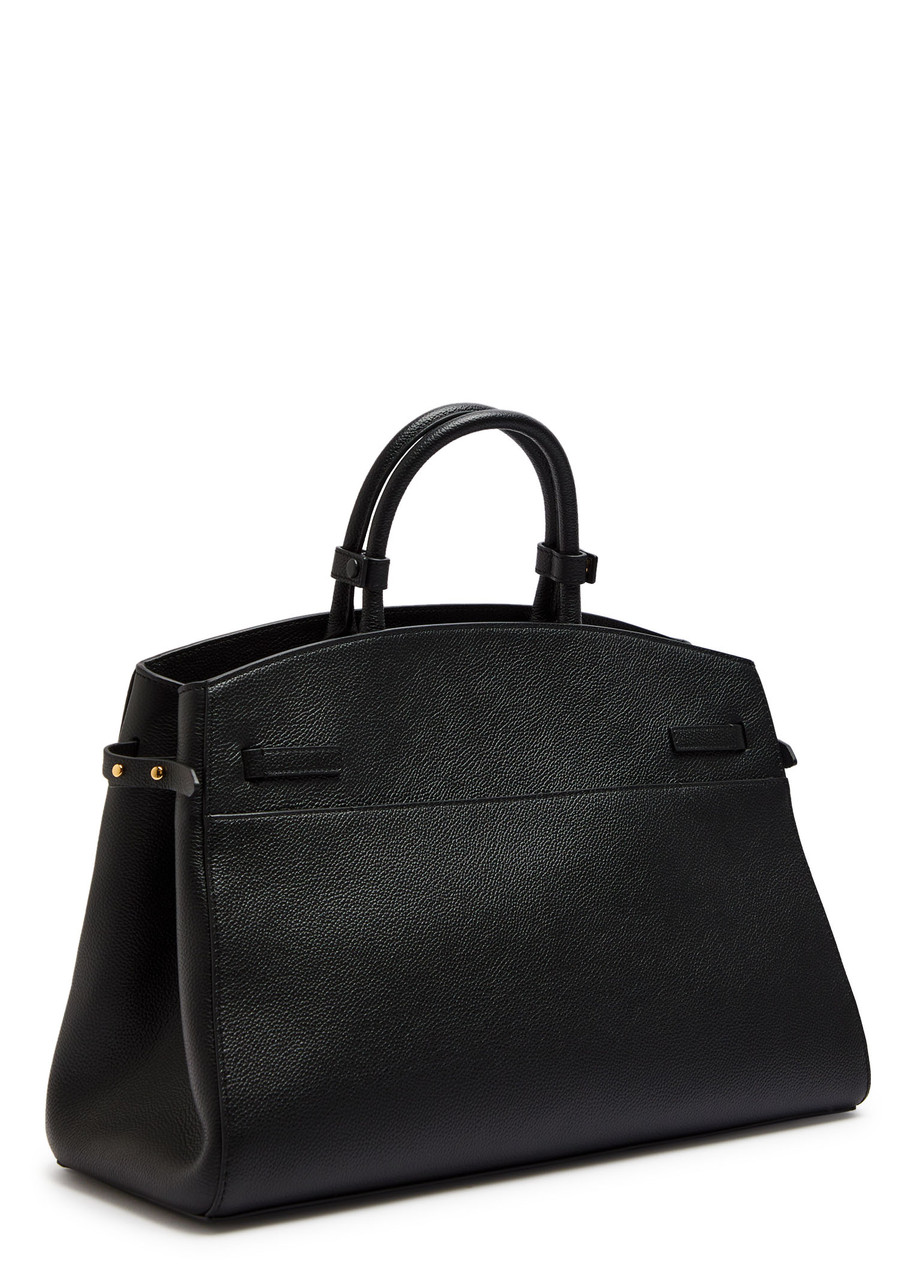 Demellier The Hudson Grained Leather Top Handle Bag In Black