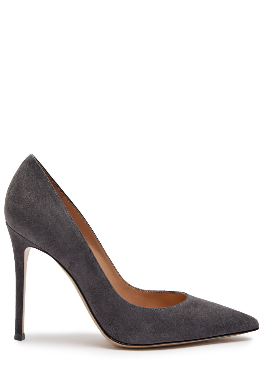 Gianvito Rossi Suede Pointed Toe Pumps In Gray
