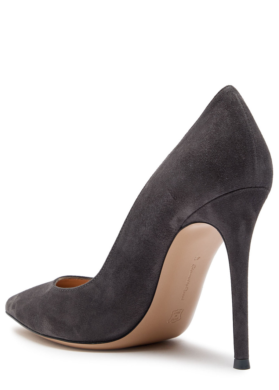 Gianvito Rossi Suede Pointed Toe Pumps In Gray