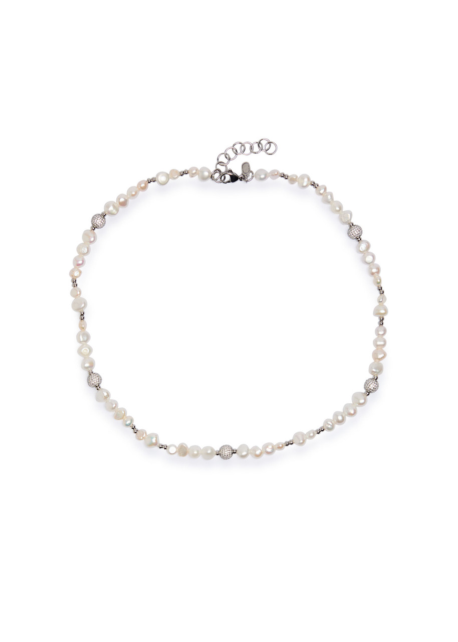 Craftd Iced Pearl and Rhodium-plated Necklace - Silver - One Size