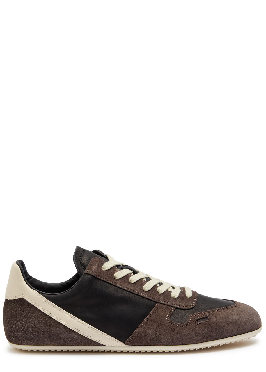 Rick Owens Panelled Suede And Leather Sneakers In Black