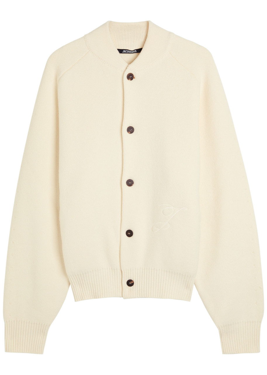 Jacquemus Le Cardigan Pallone Wool-blend Cardigan In White
