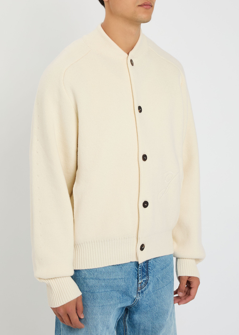 Jacquemus Le Cardigan Pallone Wool-blend Cardigan In White