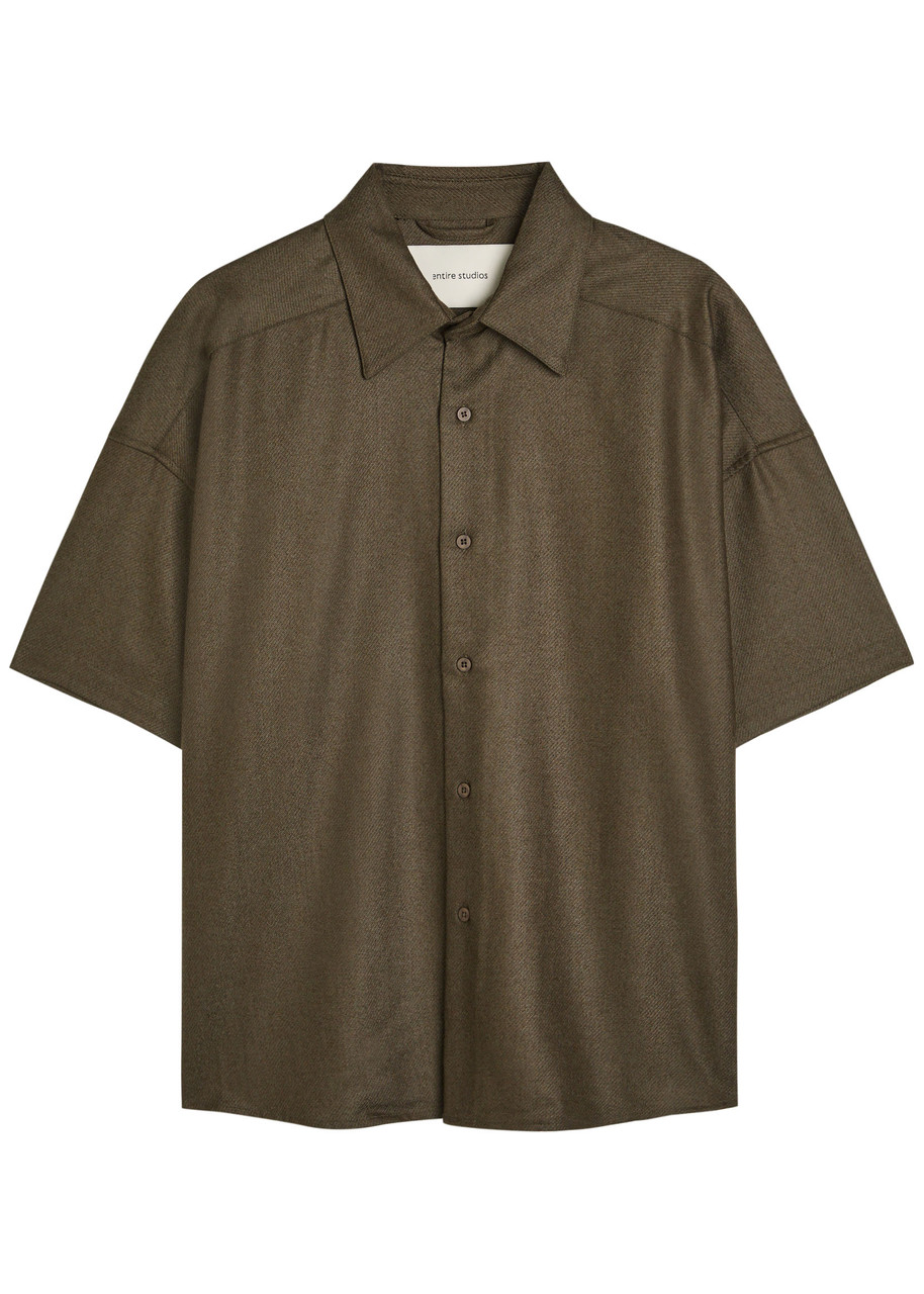 Entire Studios Short Sleeve Wool Shirt In Green