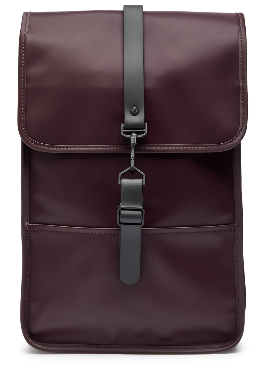 Rains Mini Rubberised Backpack In Burgundy