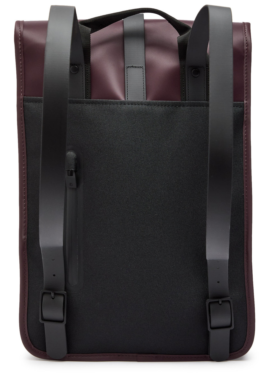 Rains Mini Rubberised Backpack In Burgundy
