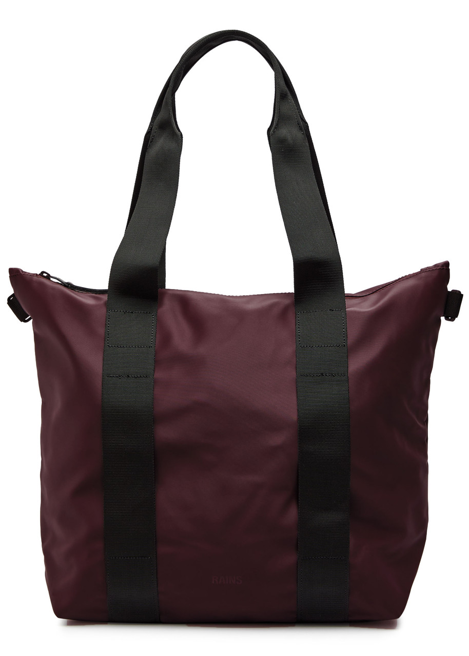 Rains Mini Rubberised Tote In Burgundy