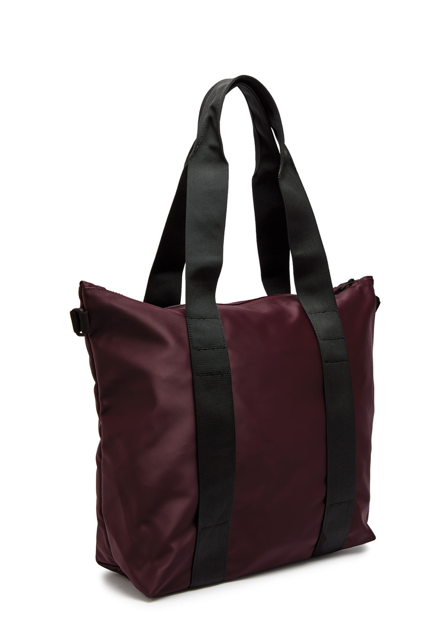 Rains Mini Rubberised Tote In Burgundy