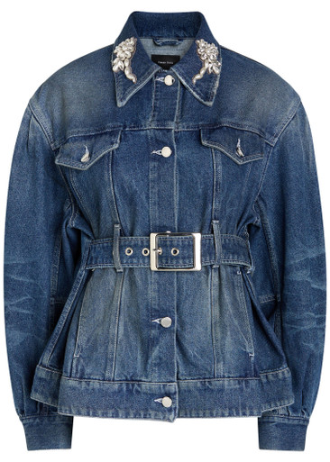 SIMONE ROCHA Embellished belted denim jacket | Harvey Nichols