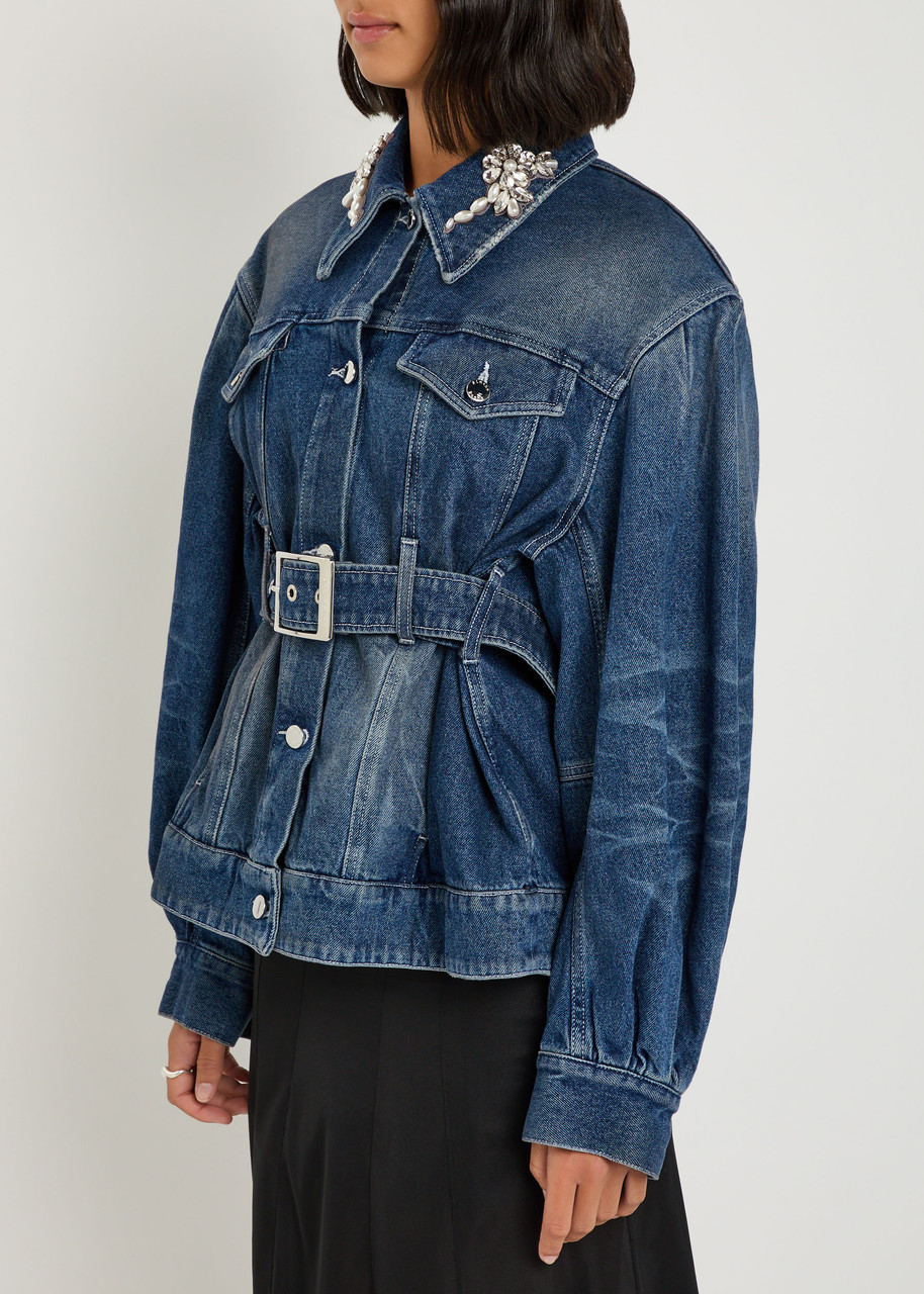  Simone Rocha Embellished Belted Denim Jacket - 10 (uk10 / S) 