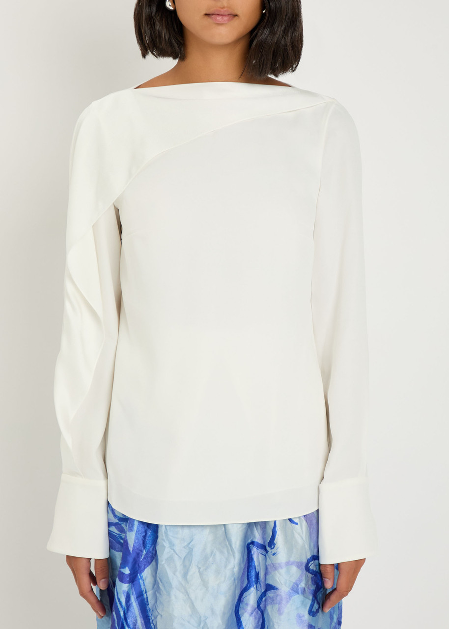 Erdem Draped Crepe Top In White