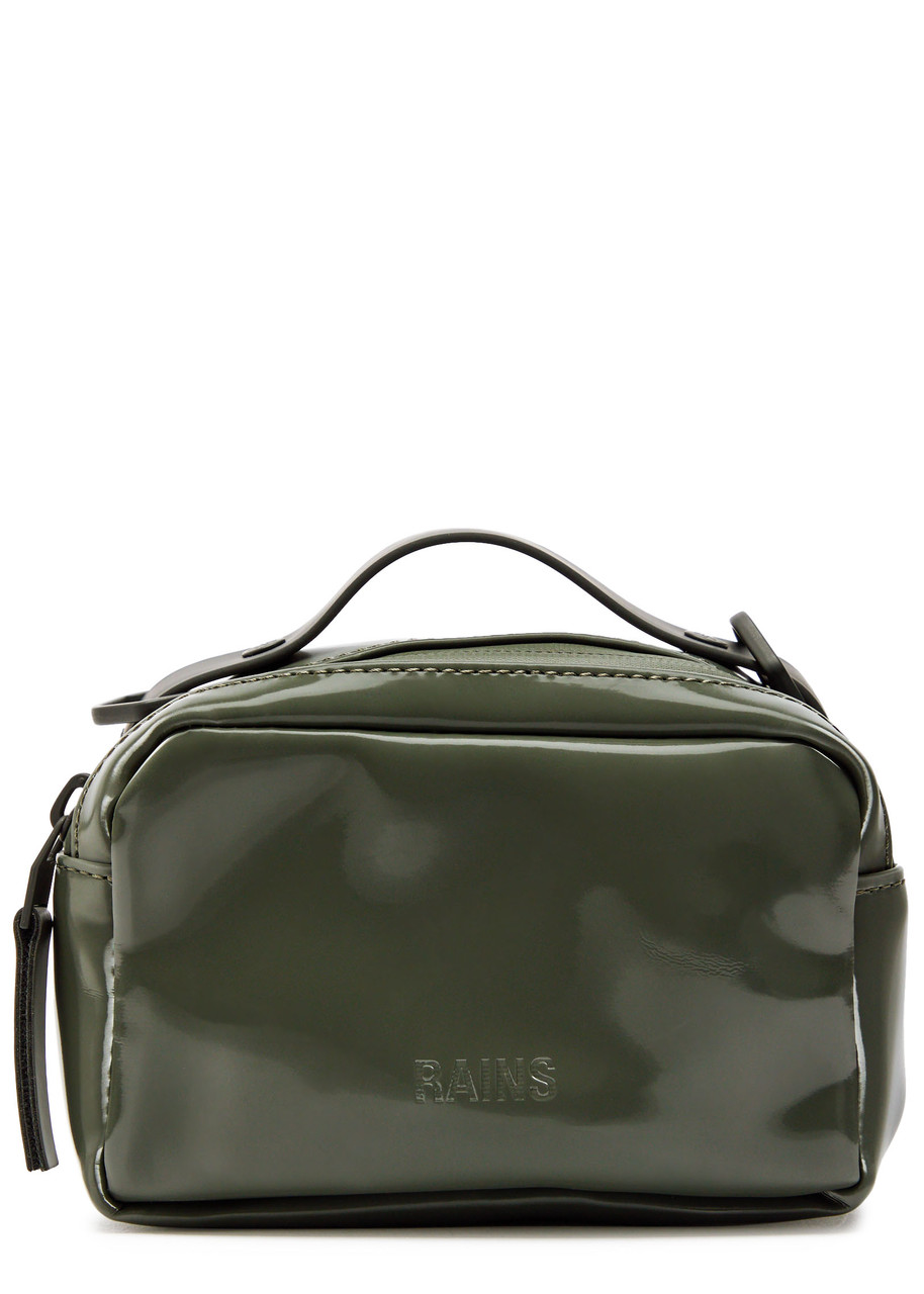 Rains Box Micro Coated Rubberised Cross-body Bag In Green