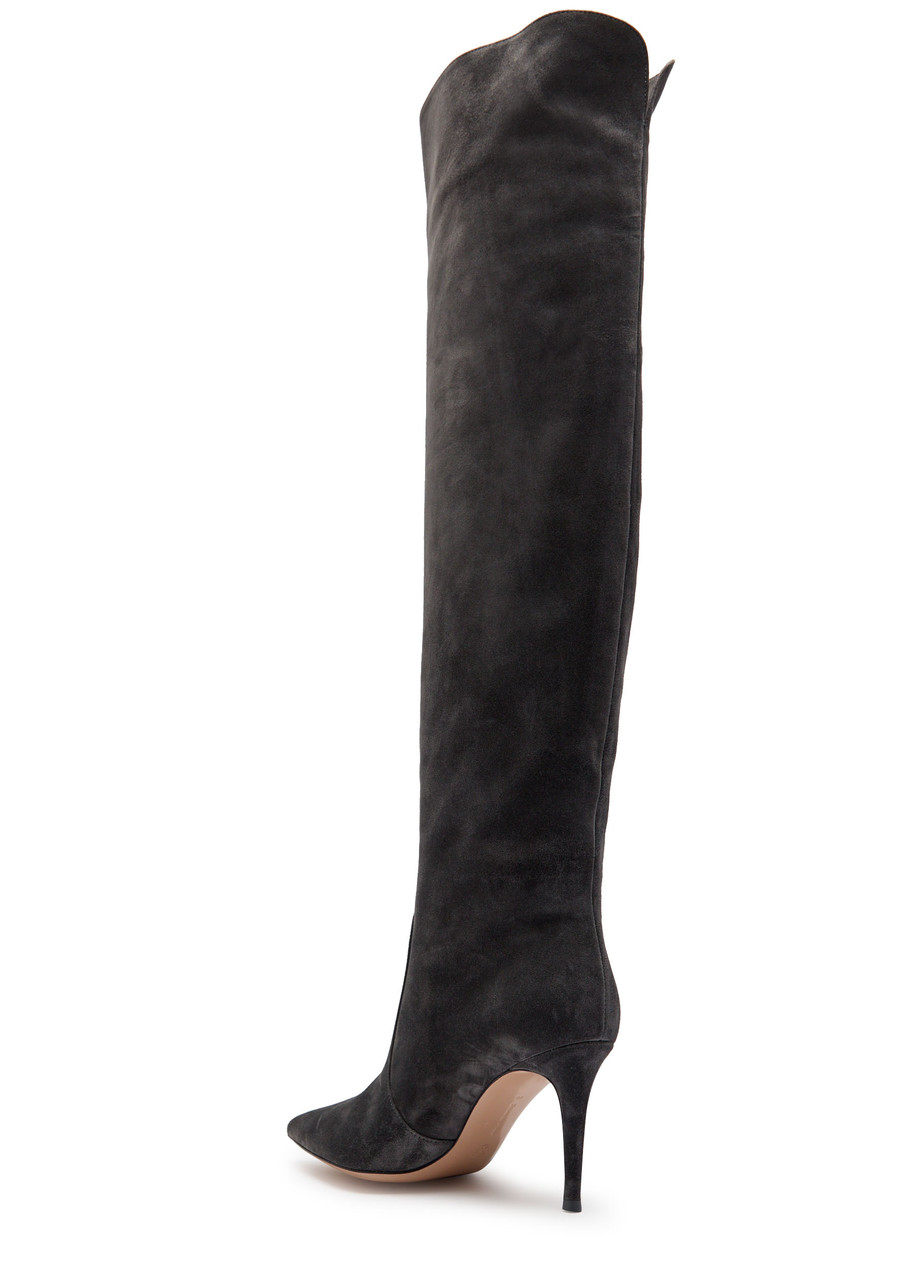 Gianvito Rossi Hansen Suede Over-the-knee Boots In Black