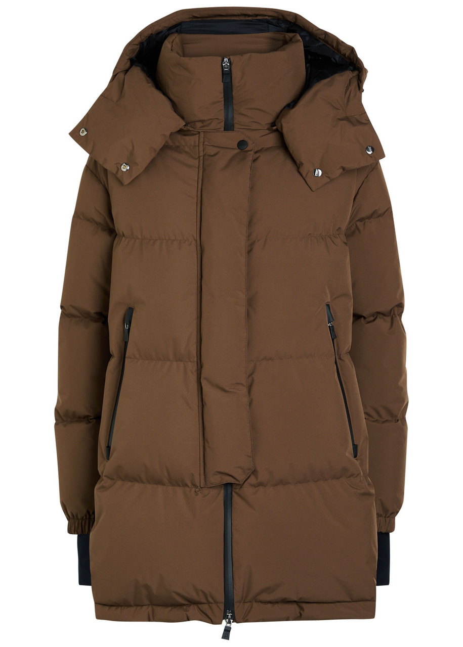 Herno Quilted Hooded Shell Jacket In Brown