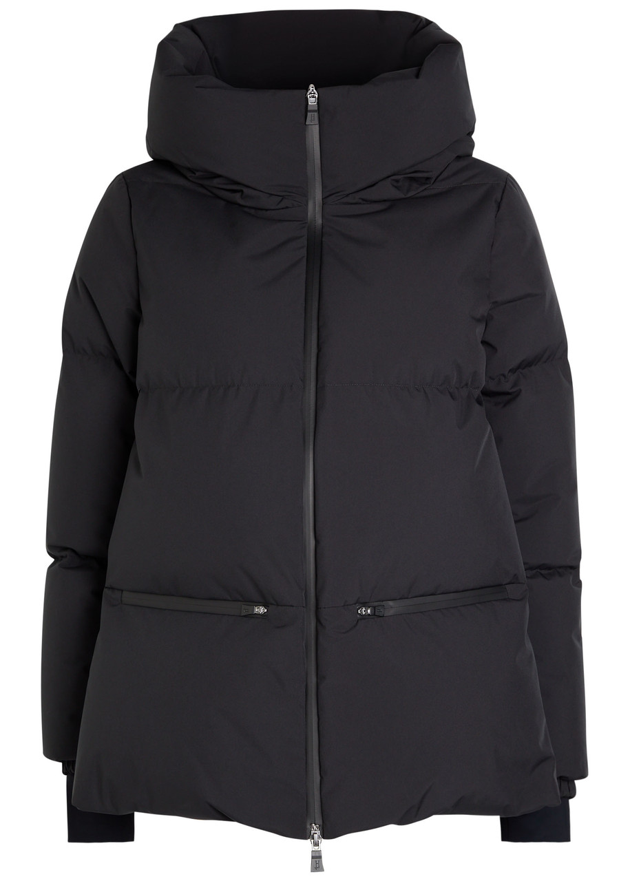 Herno Hooded Quilted Shell Jacket In Black