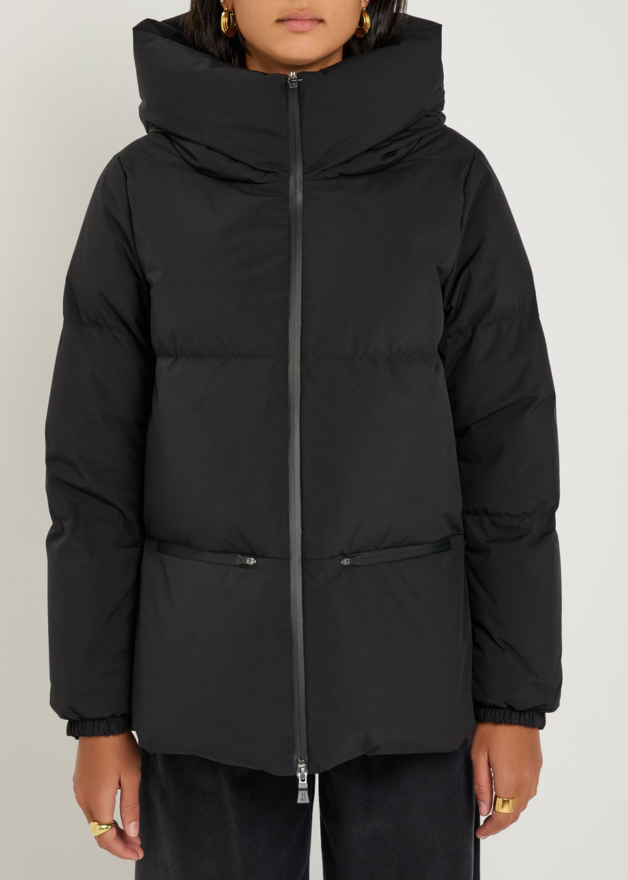Herno Hooded Quilted Shell Jacket In Black