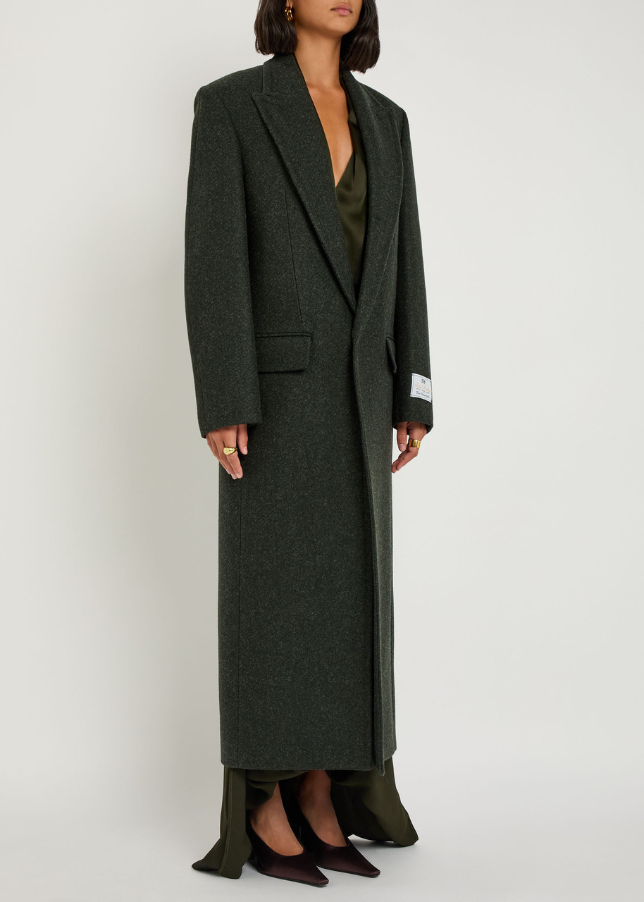 Victoria Beckham Single Breasted Mid-length Coat In Green